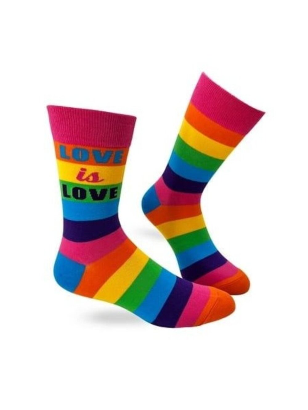 Love Is Love Rainbow Striped Socks Colorful LGBTQ Pride Cotton Crew